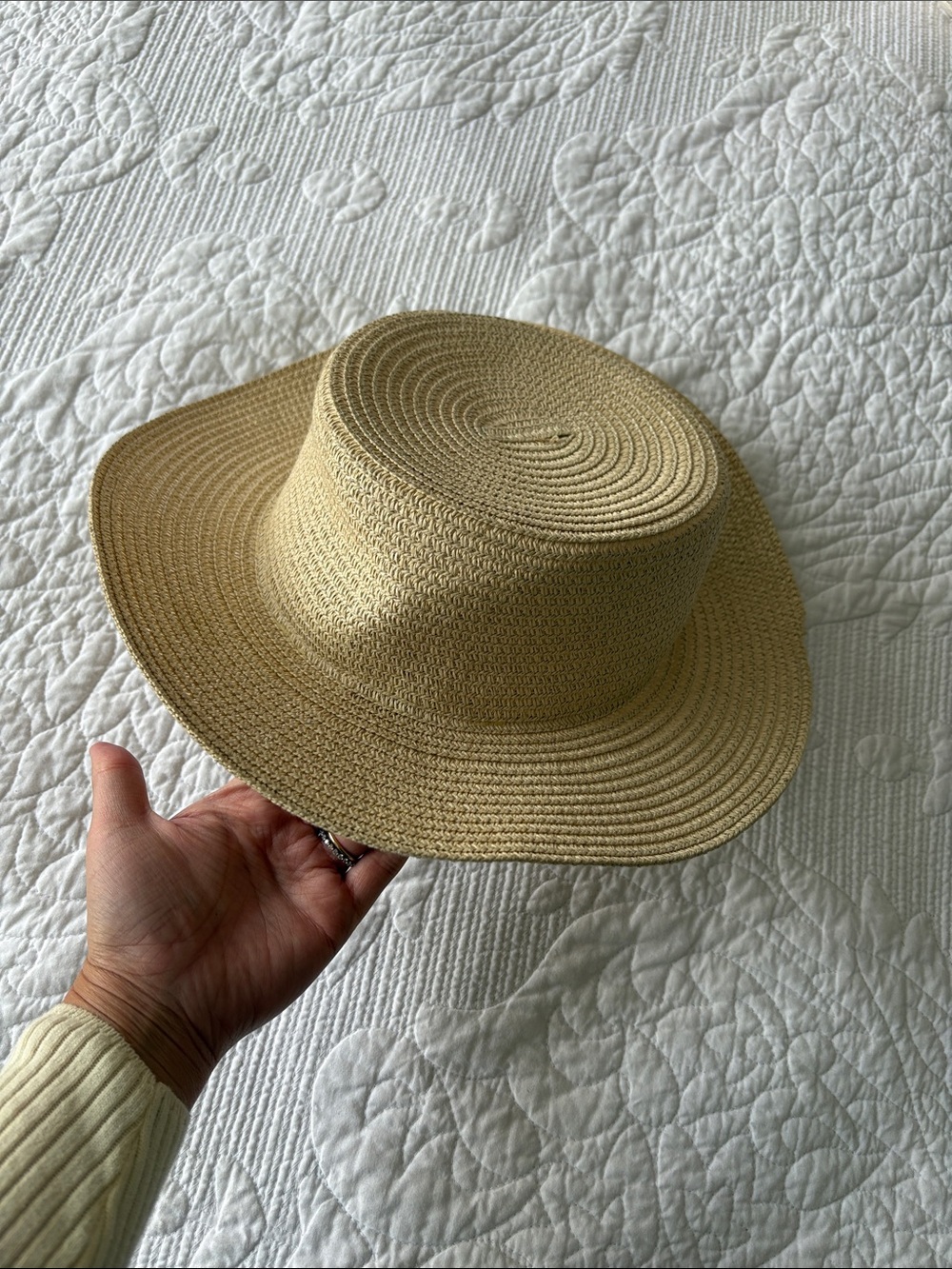 Women’s Straw Boater Hat - Beige